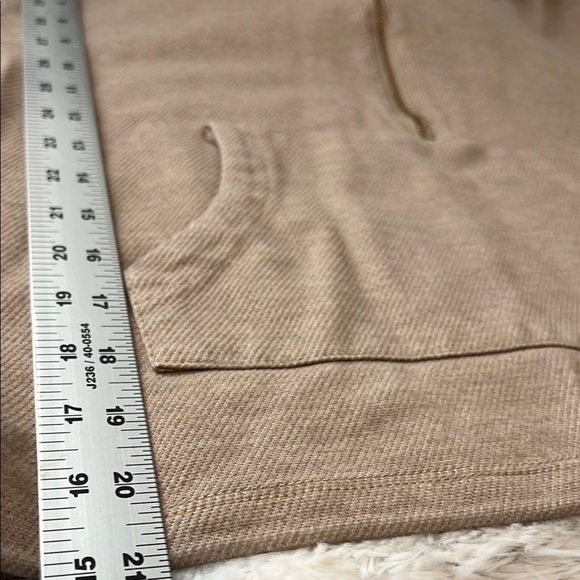 Rachel Zoe Crop Tan Half-Zip Hoodie Sweater - Picture 6 of 7